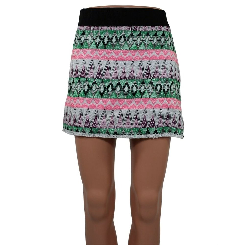 Milly NWT Mini Skirt Pink Ribbon Green Black Band 4